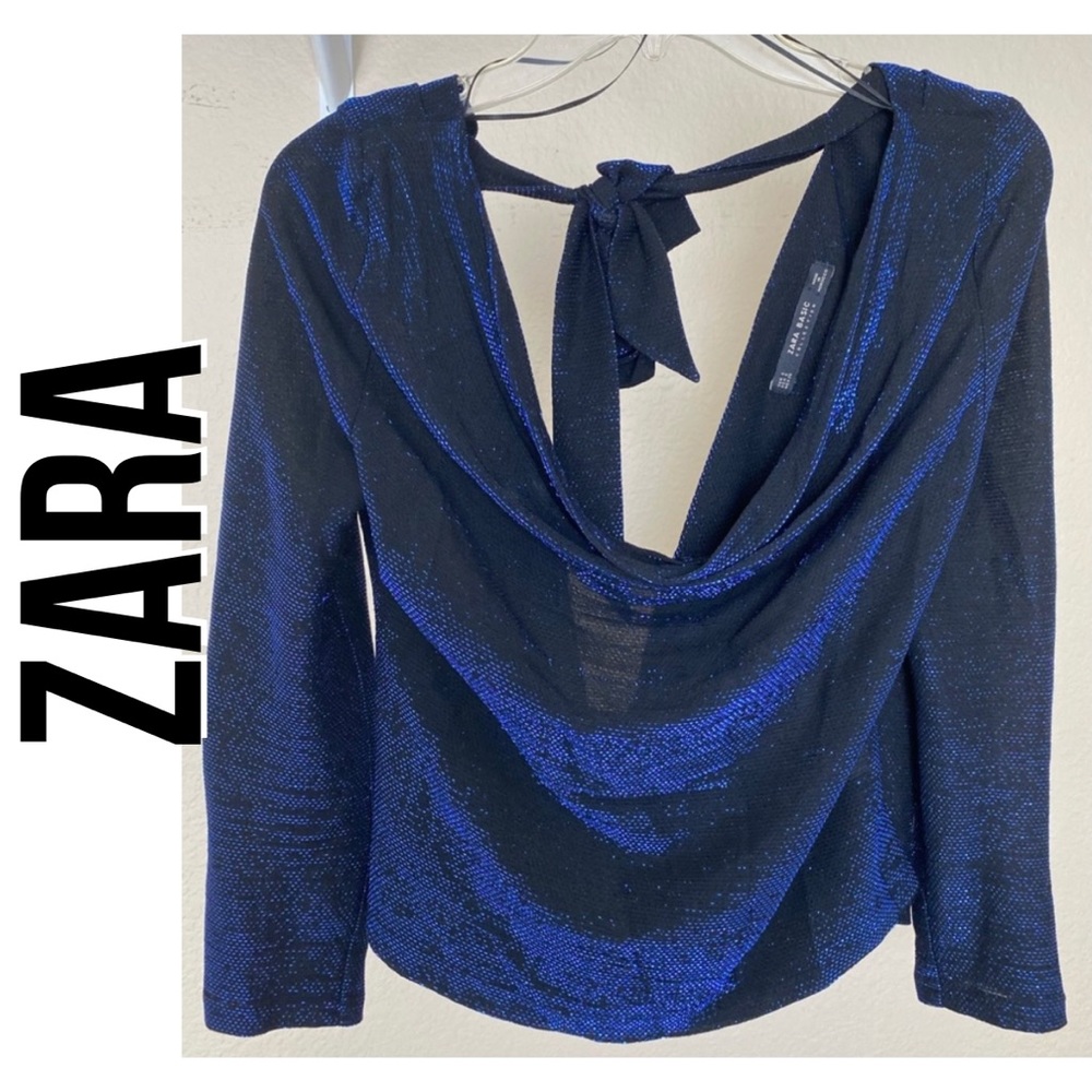 Zara sparkly sequin open back sexy cowl neck top